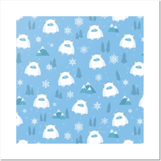 Kawaii Yeti in the Snow Wall Art by UniFox